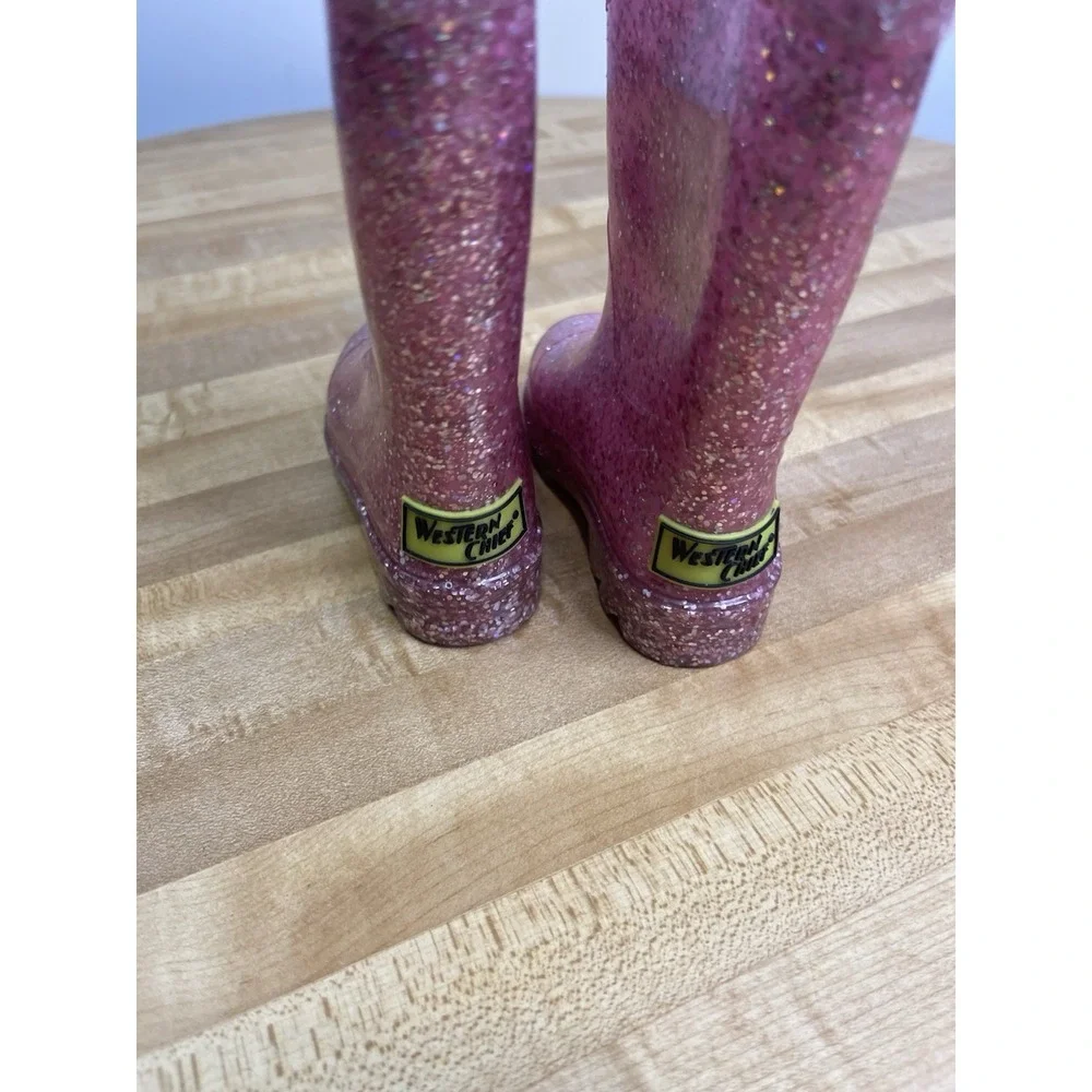 Western Chief Rain Boots‎ Abby Toddler Girls Sz 5 Lights Waterproof Glitter Pink